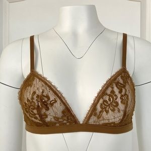 ERES NEW brown floral lace bra US 34B